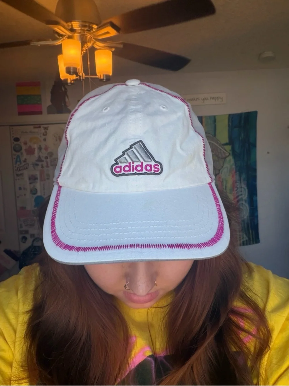 adidas White and Gray Cap with Pink Accents - Picture 4 of 4